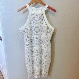 Sequin Halter High Neck Going Out White Dress